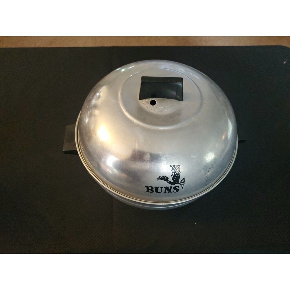 Vintage West Bend Aluminum Bun Warmer Steamer 3-Piece Set Stove Top Bread Rolls